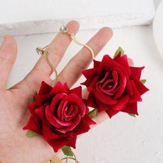 Flower Drop Earring 1 Pr - Red - One Size