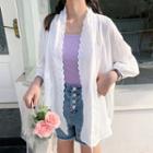 Scallop Trim Open-front Jacket