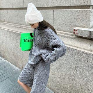 Turtleneck Cable-knit Sweater / Knit Shorts (various Designs)