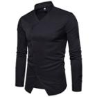 Stand Collar Asymmetric Placket Shirt