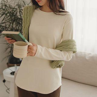 Basic Round-hem Napped T-shirt