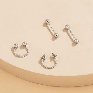 Bead Stud Earring 1945 - Silver - One Size