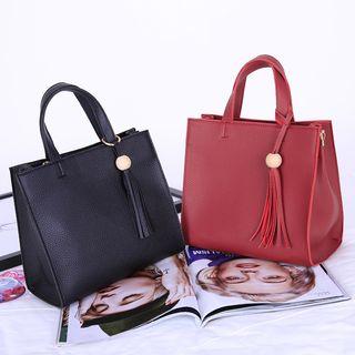 Beaded Faux Leather Handbag