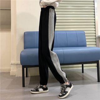 High-waist Contrast Trim Sports Pants