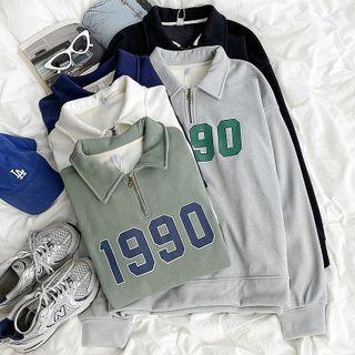 Long-sleeve Printed Half-zip Sweatshirt
