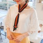 Lace-sleeve Blouse With Tie