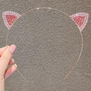 Rhinestone Cat Ear Headband Ly309 - Pink - One Size