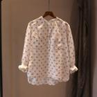 Long-sleeve Print Blouse White - One Size