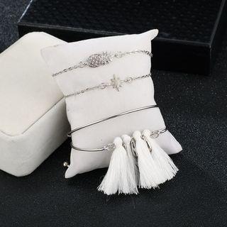 Set Of 4: Alloy Bracelet / Open Bangle (assorted Designs) 8201 - One Size