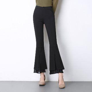 Cropped Paneled Boot-cut Pants