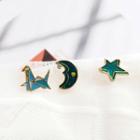 Set Of 3: Alloy Moon + Star + Origami Crane Style Earring