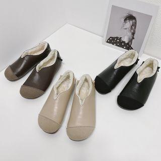 Faux Leather Faux Fur Flats