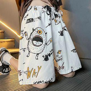 Cartoon Print Loose Fit Shorts