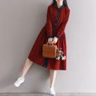 Panel Corduroy Long-sleeve Dress