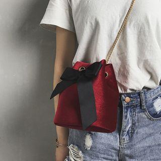 Bow Velvet Bucket Bag