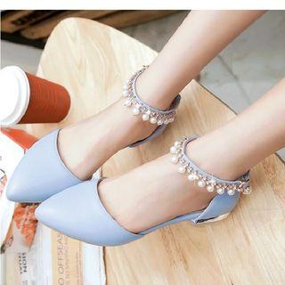 Embellished Ankle-strap Almond Toe Sandals