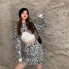 Zebra Print Hoodie / Mini Fitted Skirt