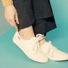 Oval-toe Canvas Sneakers
