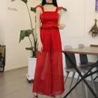 Ruffle Trim Wide-leg Jumpsuit