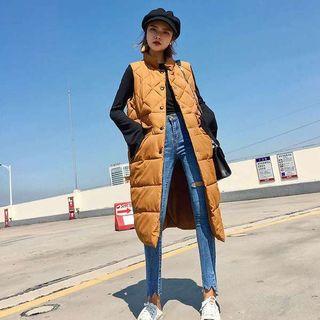 Stand Collar Midi Padded Vest