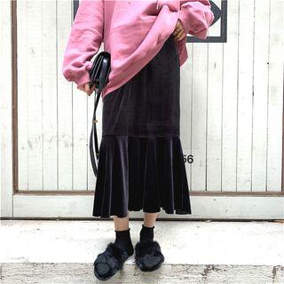 Velvet A-line Skirt Black - One Size