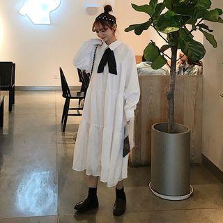 Long-sleeve Ribbon Midi Dress