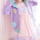 Star Print Short Sleeve A-line Dress / Star Applique Jacket
