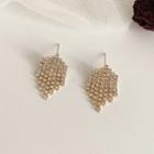 Rhinestone Fringed Earring 01# - 1 Pair - S925 Silver Needle - Gold - One Size