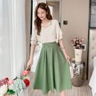 Layered Short Sleeve Top / A-line Skirt / Set