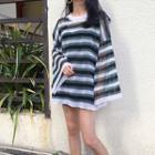 Striped Loose-fit Bell-sleeve Knit Top