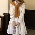 Long-sleeve Mini A-line Dress / Knit Scarf