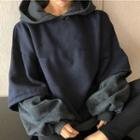 Mock Two-piece Hoodie As Shown In Figure - One Size