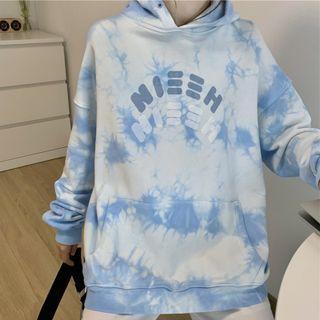Long-sleeve Lettering Tie-dye Oversize Hoodie