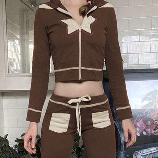 Pentagram Cropped Hooded Jacket / Drawstring Pant