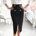 Bottoned Pencil Skirt