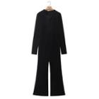 Long-sleeve Hooded Velvet Wide Leg Jumpsuit