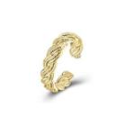 Simple And Fashion Plated Gold Textured Adjustable Split Ring Golden - One Size