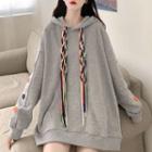 Button-up Sleeves Fringed Hoodie