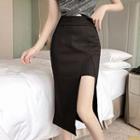 Mock Two-piece Midi Sheath Skirt