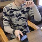 Camo Long-sleeve Knit Top