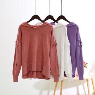 Side Lace-up Hooded Sweater
