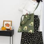 Canvas Fruit Print Top Handle Tote Bag Avocado - Green - One Size