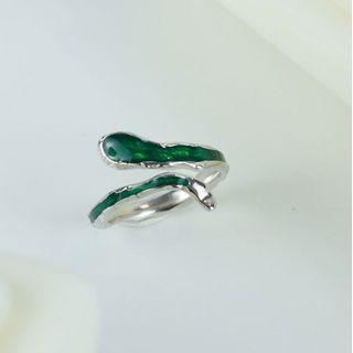 Snake Sterling Silver Open Ring J2616 - Green - One Size