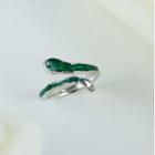 Snake Sterling Silver Open Ring J2616 - Green - One Size