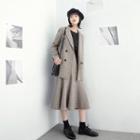 Set: Double-breasted Plaid Blazer + Skirt