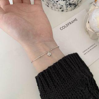 Bead Pendant Sterling Silver Bracelet Silver - One Size