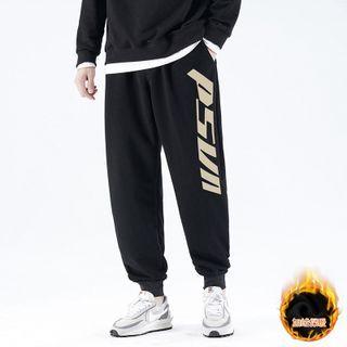 High-waist Letter Print Fleece Pants