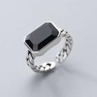 925 Sterling Silver Faux Crystal Open Ring 925 Sterling Silver Faux Crystal Open Ring - One Size