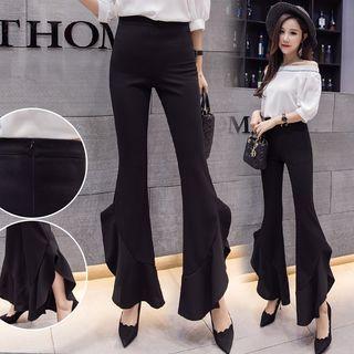 Ruffle-hem Boot Cut Pants