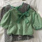 Ribbon-back Printed Loose T-shirt
